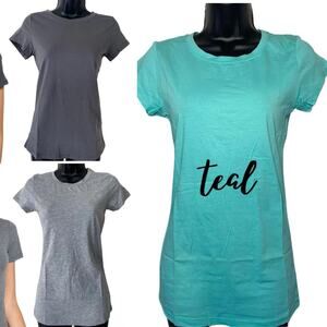 3-pcs ACTIVE BASIC Women's Round Neck Short Sleeve Tee Basic Top T-shirt, MEDIUM